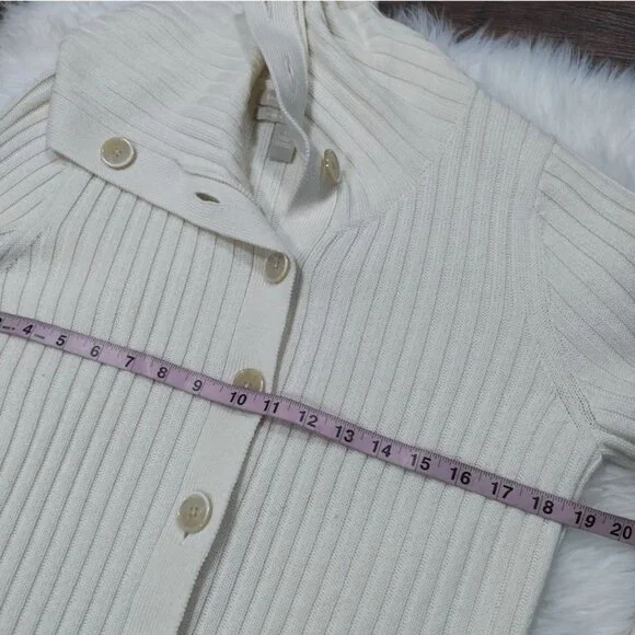 Banana Republic Italian Wool Cardigan L Ribbed Lagenlook Woolblend Preppy - Picture 11 of 11